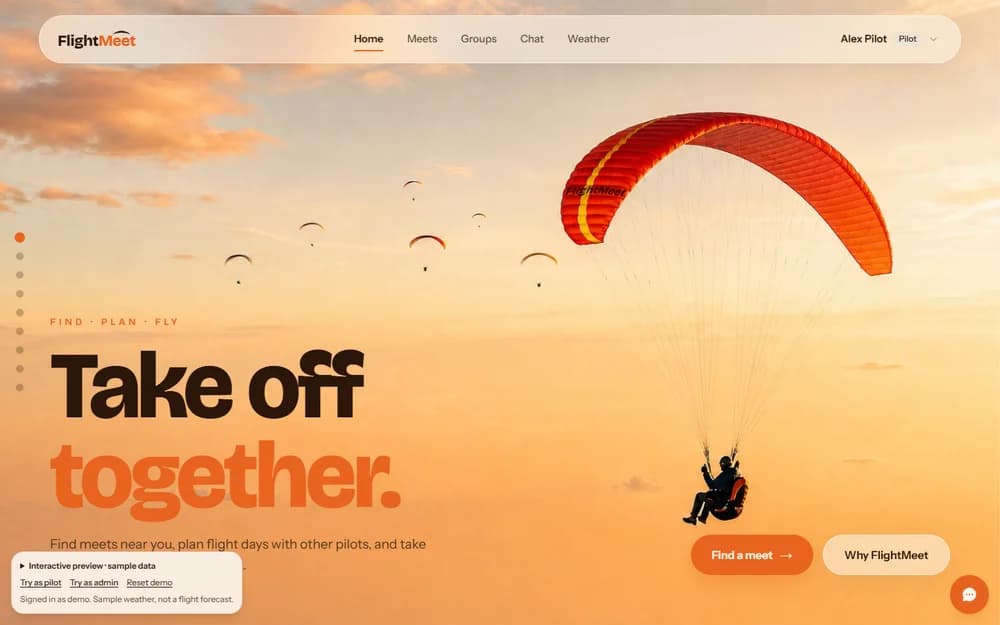 FlightMeet website preview